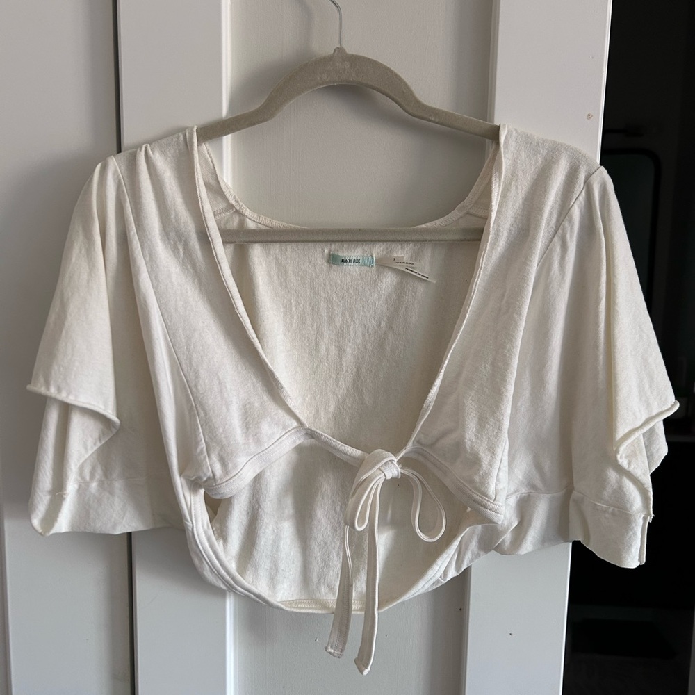 UO Kimchi Blue tie front short-sleeved crop top